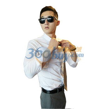 TUOYI帅气全年必备百搭修身纯色衬衫男士韩版三色1014AC58白色XL