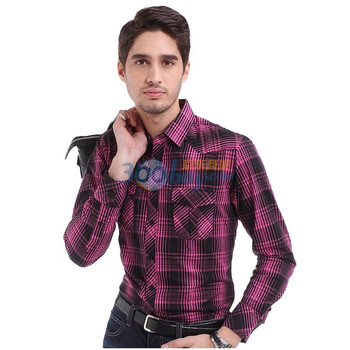 POLO VILLAE保罗威特新春新品商务休闲男士修身新品长衬 PFCAMADCF920 红格 54/XXL