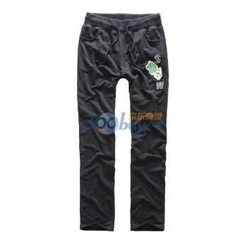 七匹狼SWJEANS休闲针织长裤171110402203 黑 XL