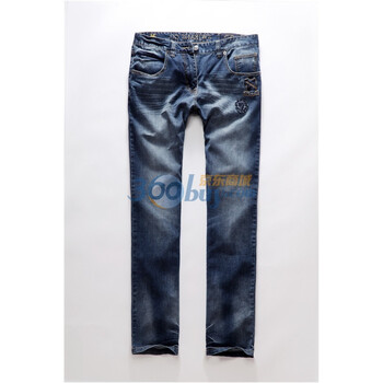 七匹狼SWJEANS男装休闲牛仔长裤171110403102 蓝色 34