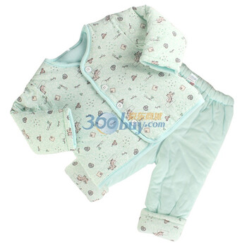 童泰 男女童装对开纯棉婴儿棉衣宝宝棉服套装冬装 F2130 绿色 80码
