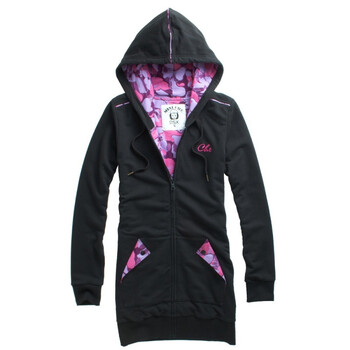 Giordano佐丹奴BSX 外套 女底面迷彩MINI CHE连帽长版开胸卫衣 04370503 黑色 M