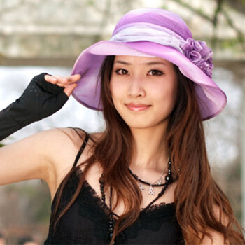 乐为帽子夏秋女士礼帽遮阳帽子L11FB101 紫色 MM