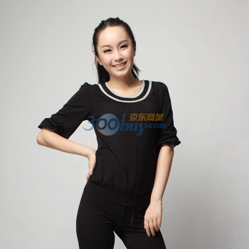 雪竹xuezhu运动瑜伽系列 双领女衫11026（棉+粘胶纤维+莱卡） 珍珠黑 XXL