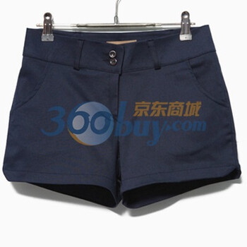 时尚起义 春韩国进口百搭弹力高腰显瘦短裤 女573535 海军蓝 L