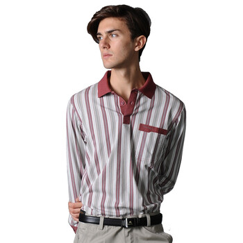 POLO VILLAE保罗威特男士休闲翻领休闲长袖polo衫 PFCAFABCF959 暗红 52/XL