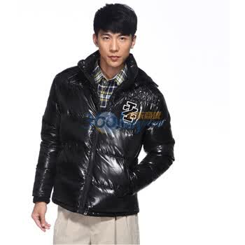 IZOD 90%白鸭绒涂层连帽休闲男士校园羽绒服 2061901403200黑色XXL(185/102A)