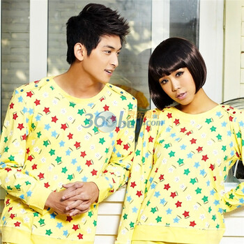 Gainreel歌瑞尔 家居服2012新款春装微笑星星时尚简约纯棉可爱女睡衣套装 黄色 XL