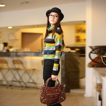 Tomnrabbit 独特好搭配彩条堆堆啤酒领毛衣 TM