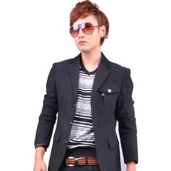 ［FYNEX］2011冬装男士西装外套　韩版修身休闲西装 三粒扣FQ505 黑色 XXL/185/100