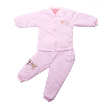2011秋冬新品 婴之谷 素色印花铺棉V领开胸套T4271 天蓝色 80码