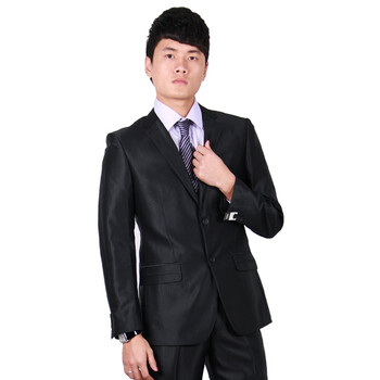 F-DRAGON特色龙 男士帅气西服竖条纹两粒扣秋冬套西-FXA2221黑色180/100A
