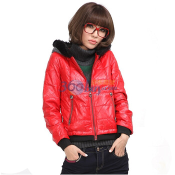 鎏恒色外套女装新品潮流系前卫毛边连帽PU外套2114-1454343 红色 XXL
