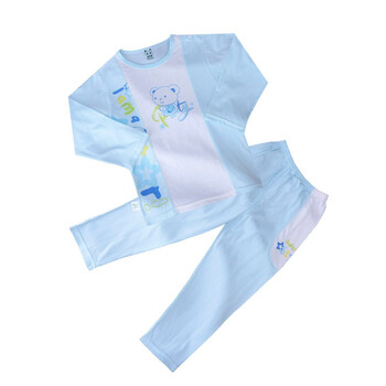 【小素材】春季新款儿童内衣 宝宝家居服套装 竹纤维内衣套装2504 天蓝色 90