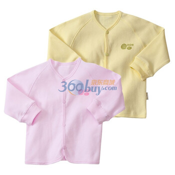 贝贝怡（bornbay） 2J306 宝宝服 前开扣内衣套装 婴儿童装内衣2件组合装 淡粉和淡黄 100码