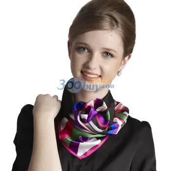 南歌子Nangeangel爱纠结100%真丝丝巾OL小方巾职业正装经典款 玫红色
