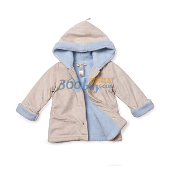 davebella 春款新品 时尚单排扣双层绒宝宝外套/婴儿外套 1158 米白浅蓝 90(3T)
