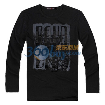 ROMCIIBOOD/乐思邦 男装新品长袖t恤 纯棉修身圆领 T恤220012 黑色 XL