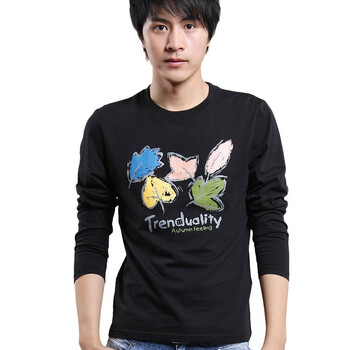 诠渡良品trenduality 秋季新款纯棉男士休闲长袖T恤#81719 象牙白 XXL