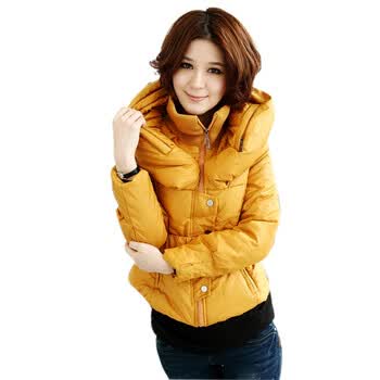 乔伊思JOICE 2011秋冬女装新款韩版时尚立领收腰中长款棉衣1223 黄色 XXL