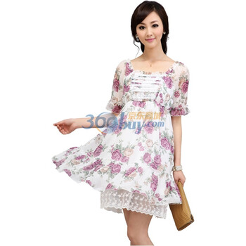 孕妇装夏装韩版时尚孕妇裙孕妇雪纺裙甜美孕妇连衣裙11372 紫色 L