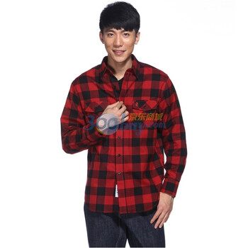IZOD 法兰绒新品纯棉格纹小尖领长袖休闲衬衫 3061912104400红色系XXL(185/102A)