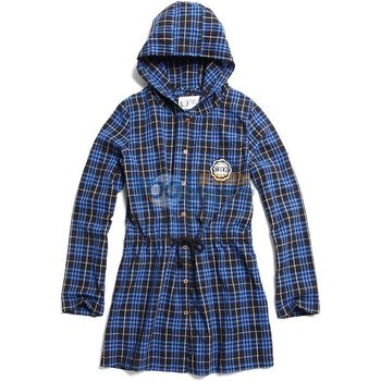 Giordano佐丹奴BSX 外套 女连帽格子束腰可卷袖衬衫外套 04371005 宝蓝色 XL