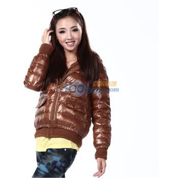2011新款 康博羽绒服 女休闲针织双帽短款 KB1122 褐色 185/104A(XXXL)