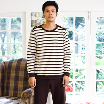 2012秋季新品 歌瑞尔舞动青春摇粒绒简约男式情侣家居服睡衣套装 褐色 XXL