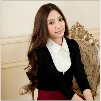 MAYUKI 气质女装荷叶衬衫假两件1029591 黑色 均码