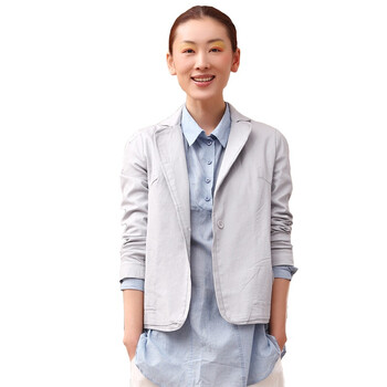 茵曼 INMAN 2012春装新款翻盖袋长袖小西装外套 女821042152 浅灰色 XXL