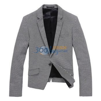 2012春装 新款 GLM男装黑白小细格短款时尚潮流西服063021903 黑白色091 XL