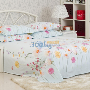 么小毛髙支棉单人床单（180cm*220cm）密漾花园C8006-4