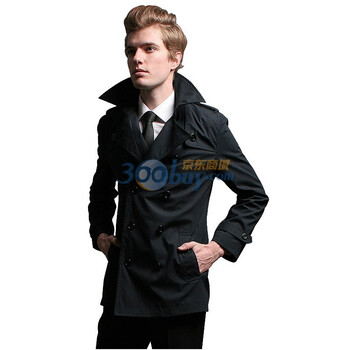 V3 MAN 新春新款 全棉双排扣型男 男士 修身短风衣3104 黑藏青 185/100A（54）
