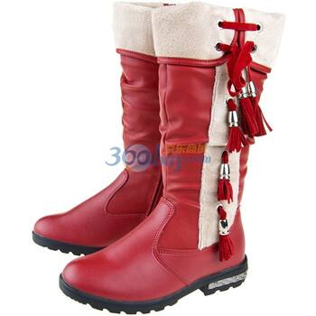 牧童Mutong童鞋Q7002/8072冬款新品加厚童靴棉靴 女童流苏中筒靴 保暖靴子 二棉/PU皮 紫色 29