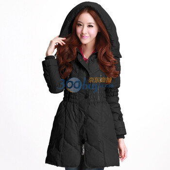 O.SA 韩版羽绒服 时尚85%灰鸭绒 兜帽长袖羽绒服 SY10707 黑色 XXL