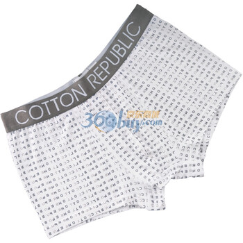 棉花共和国 Cotton RepubLic LOGO印花 宽筋男士平角内裤 01121101 白色 XXL