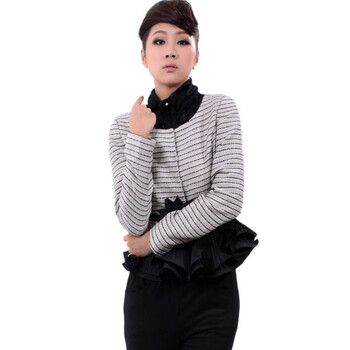 aiyor/爱约 2011秋冬新款女装 欧美编织呢格纹OL气质 短外套1197 白色 XL