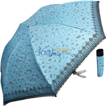 2012年新款 天堂伞 防紫外线 防晒 晴雨伞 3303E蕾丝豹纹 6号蓝