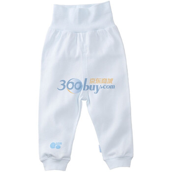 贝贝怡 新生儿衣服宝宝裤子/秋裤纯棉婴儿高腰护肚裤503 淡蓝 90码