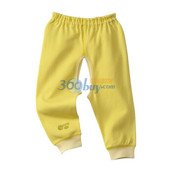 贝贝怡新品四季条纹婴幼儿纯棉衣服/秋裤内衣开裆裤子BB512 淡黄 90码