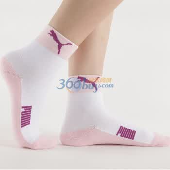 PUMA 彪马 休闲运动短袜 女款提花精梳棉袜子 漂白-浅粉 23-25cm