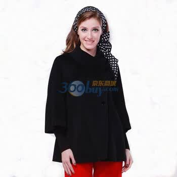 伊芙心悦可爱休闲宽松大衣W709C016原价3280 黑色 XL