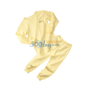 贝贝怡（bornbay） BB802 宝宝服 圆领螺纹套装 婴儿童装内衣 淡黄 130码