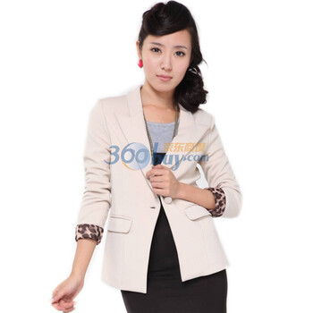 Rosas Mode气质豹纹里衬卷袖小西装女外套R1512304 白色 L