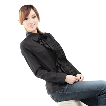维克莱尔 VLoyal 秋新黑色修身气质百搭女衬衫 VB-103041 黑色 L'