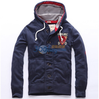 七匹狼SWJEANS休闲长袖连帽卫衣171160601309 深蓝色 XXL