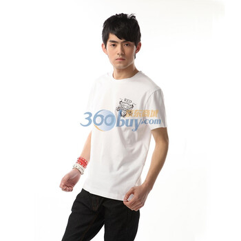 REDPEPPER时尚休闲圆领全棉暗黑刺绣骷髅男式T恤 白色 2XL