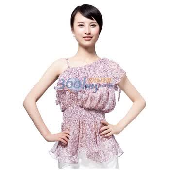 Entralady/音曲2012夏季新款 女装雪纺吊带衫无袖衫YYXS070 粉红 M