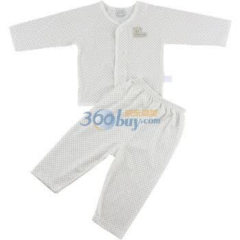 巧尼熊 宝宝服饰 2012春夏款开胸内衣套装 白底小圆点 6073 白底圆点(男女宝宝适穿) 73码